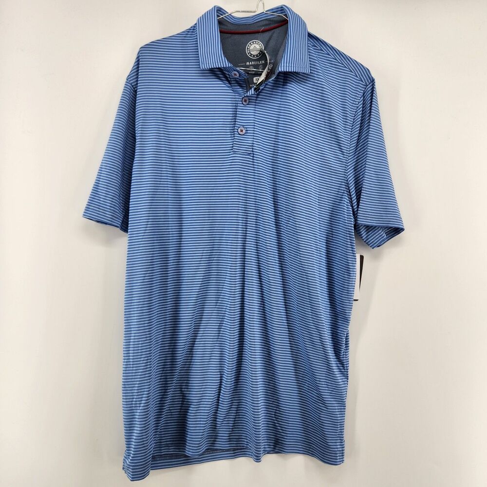 NWT Flag & Anthem Men's Medium Blue Naples Performance Polo Shirt NWT
